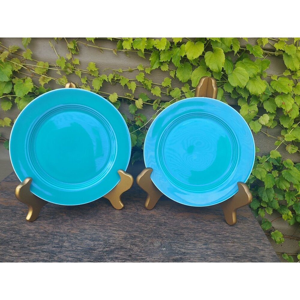 2 HLC Harlequin Turquoise 7 3/8" Salad Plates